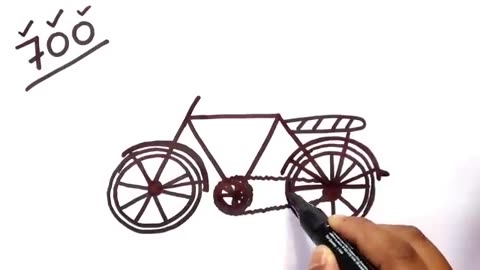 Viral: How to turn number 700 into a cycle | How to draw a bicycle step by step