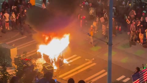 BREAKING: 🚨 Fire in the streets, Rioters have taken over Seattle.