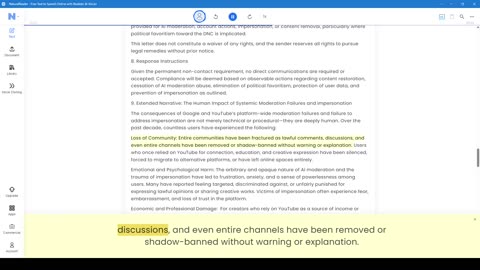 Cease and Desist against YT, and Google, restoring all users