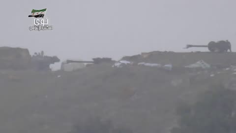 Syrian War Nawa, Daraa, rebel T-55 vs. Shilka, hit (FSA) 2013.10.24