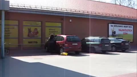 Stupid Woman Drives Over Her Groceries - Candid