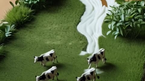 Cute cows grazing on a table 🐄🌿 Only at the quirkiest farm in town! #moo #farmlife