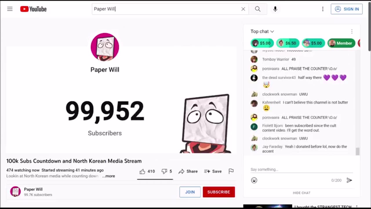 Paper Will: 100k Countdown and North Korean Media Stream