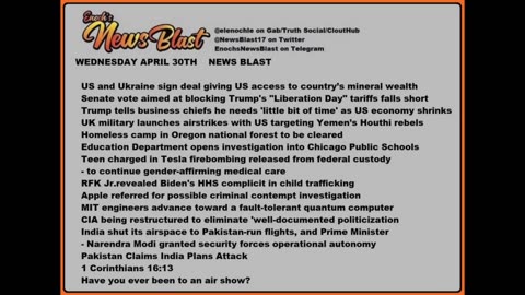 Wednesday, April 30, 2025 News Blast