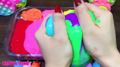 RAINBOW slime Mixing random into GLOSSY Slime Satisfying Slime Video_part3