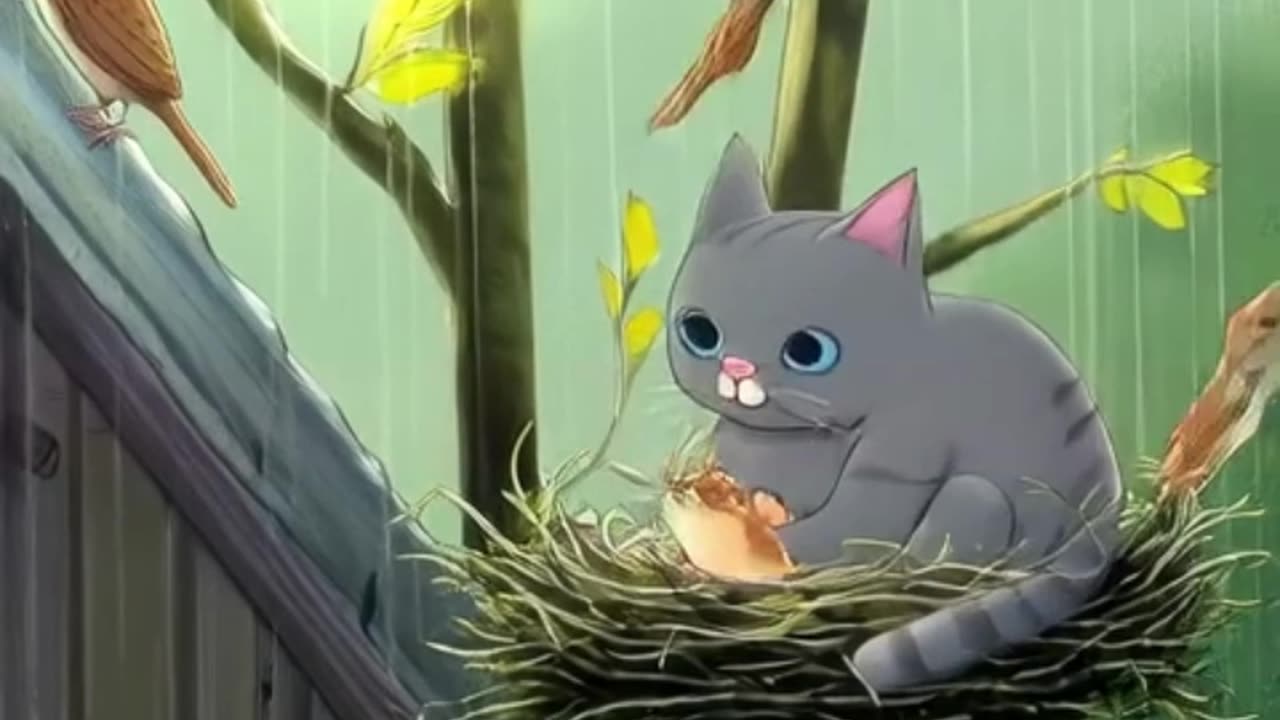 Cat and Birds