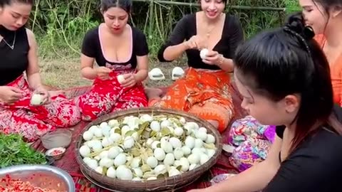 Egg boiled with coconut cook recipe and eat