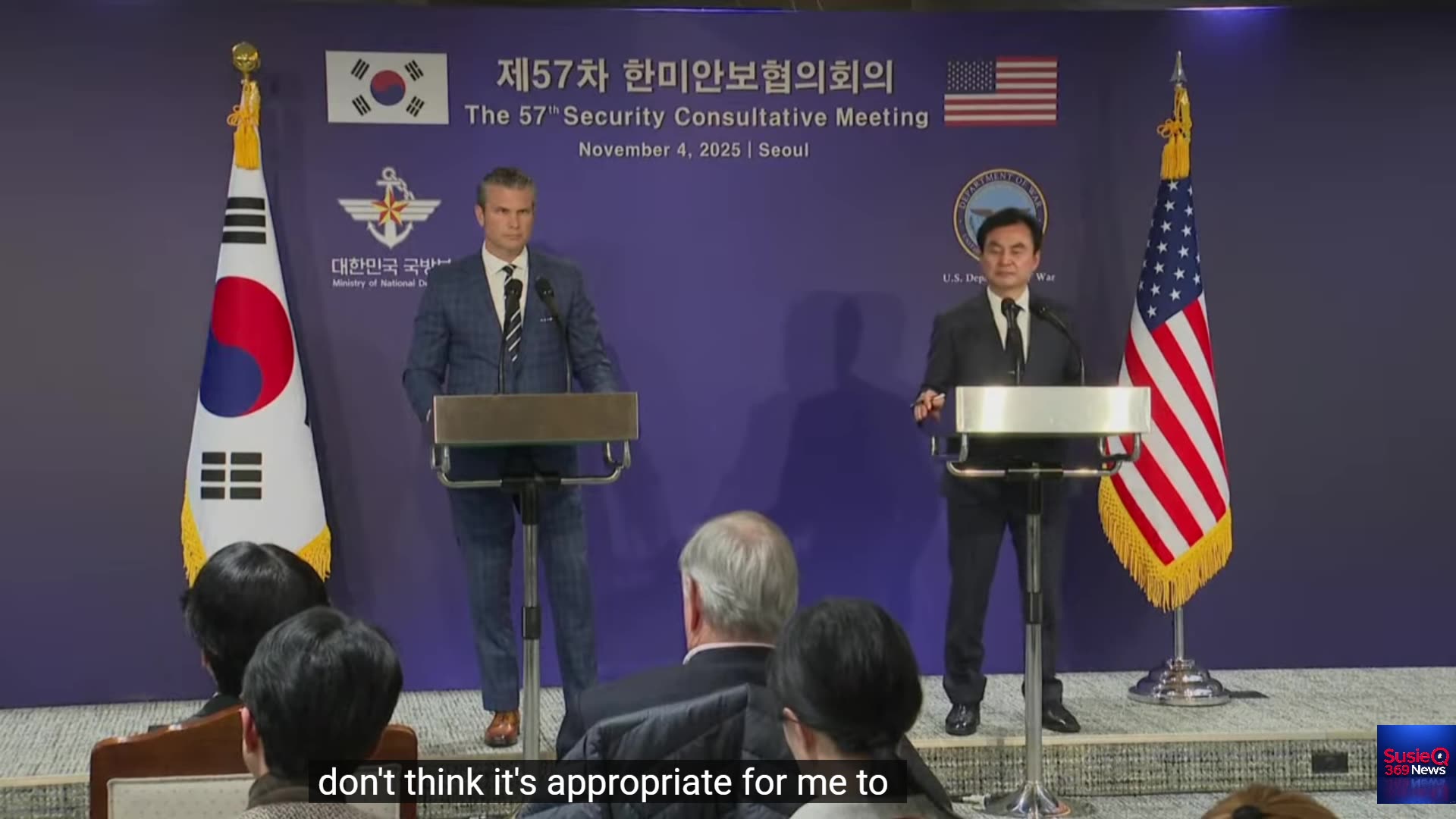 Pete Hegseth and South Korean defense minister speak after meeting in Seoul