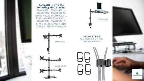 VIVO Cable Management Clips for Desk Monitor Stands, Computer Office Workstation Cord Orga