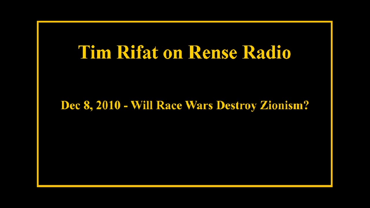 Dec 8, 2010 - Will Race Wars Destroy Zionism