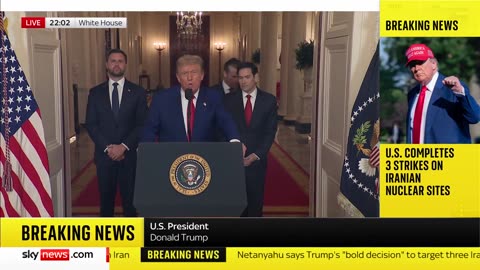 President Trump addresses the nation following US strikes on Iran.