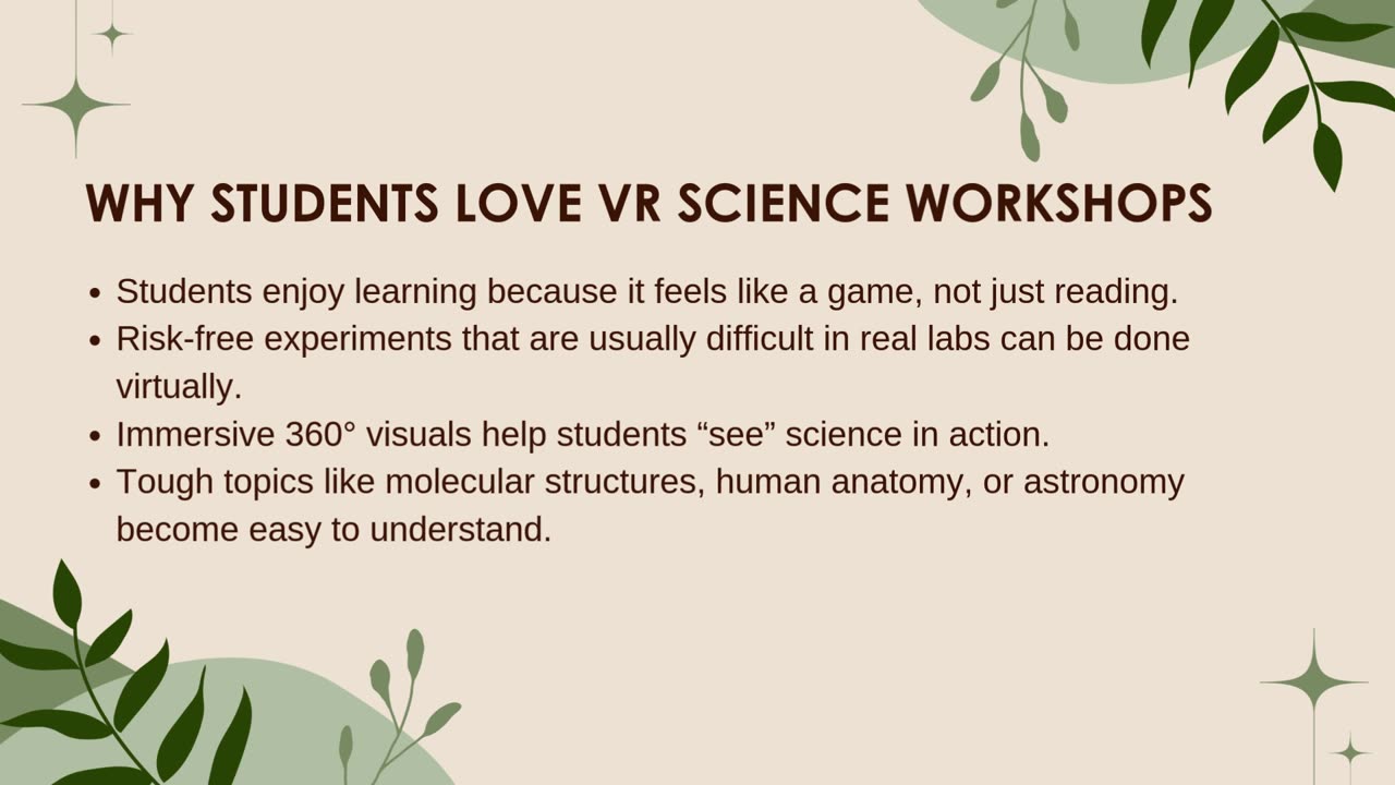 VR Science Workshop: Interactive Learning Experience for Students in Schools