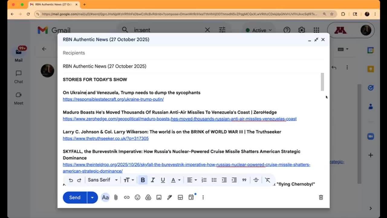 RBN Authentic News (27 October 2025)