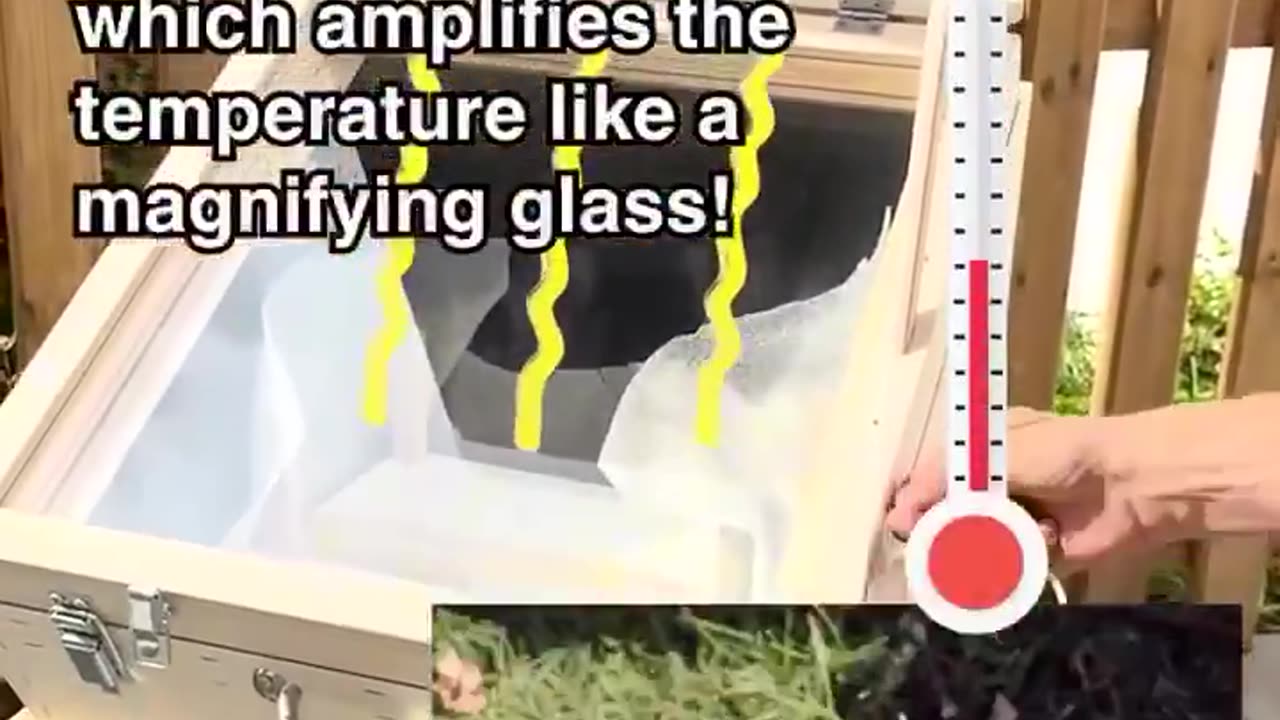 Man invents an oven made from wood and uses the sun to cook food.