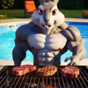 Rabbit Grilling Steaks at a BBQ