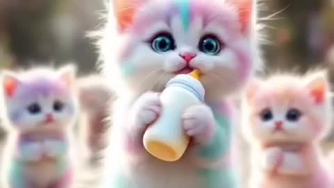 Dudi dudi dum dum , kitten sucking milk from baby bottle #cat #dudidudidam #shortsfeed #shorts