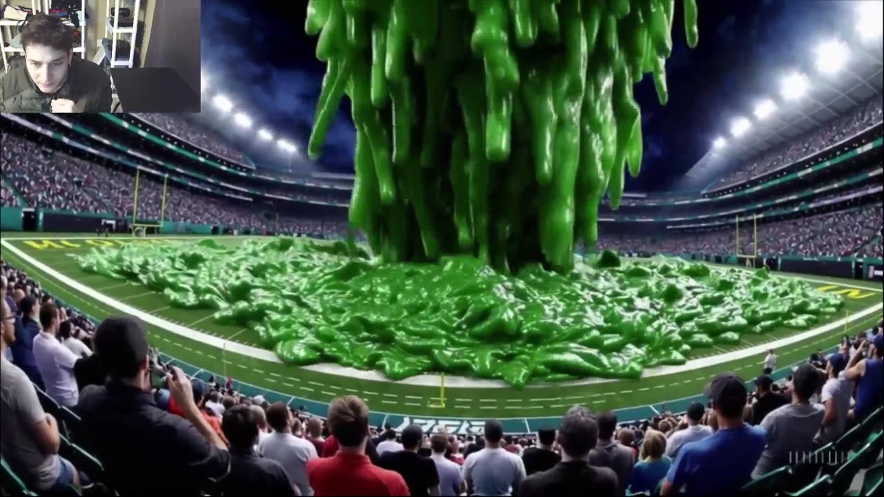 The Large Green Slime Spill In A Professional Football Stadium Fake Funny Parody Video