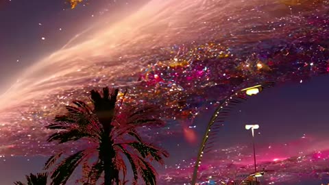 Golden Twilight Under a Galactic Sky