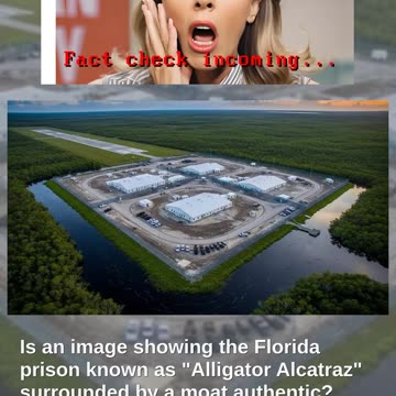 Fact Check: Image of 'Alligator Alcatraz' With A Moat Is NOT Real -- AI Photo