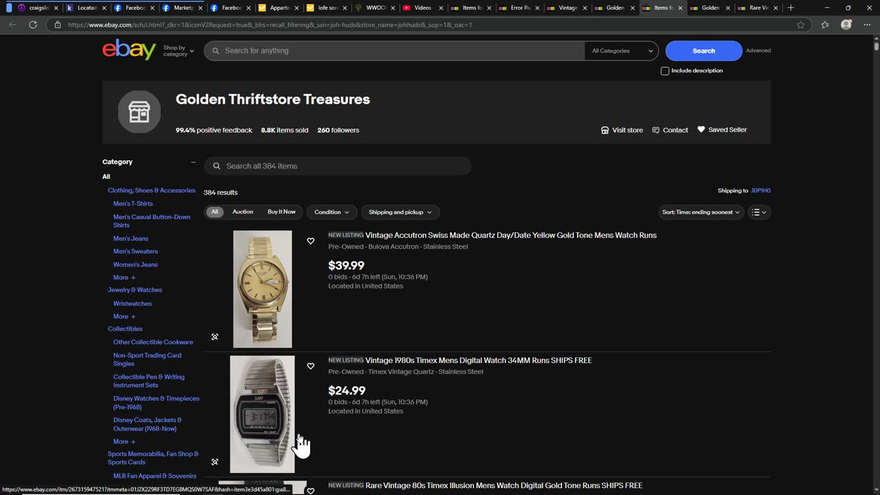 Ebay see all seller listings with price menu completed - old layout