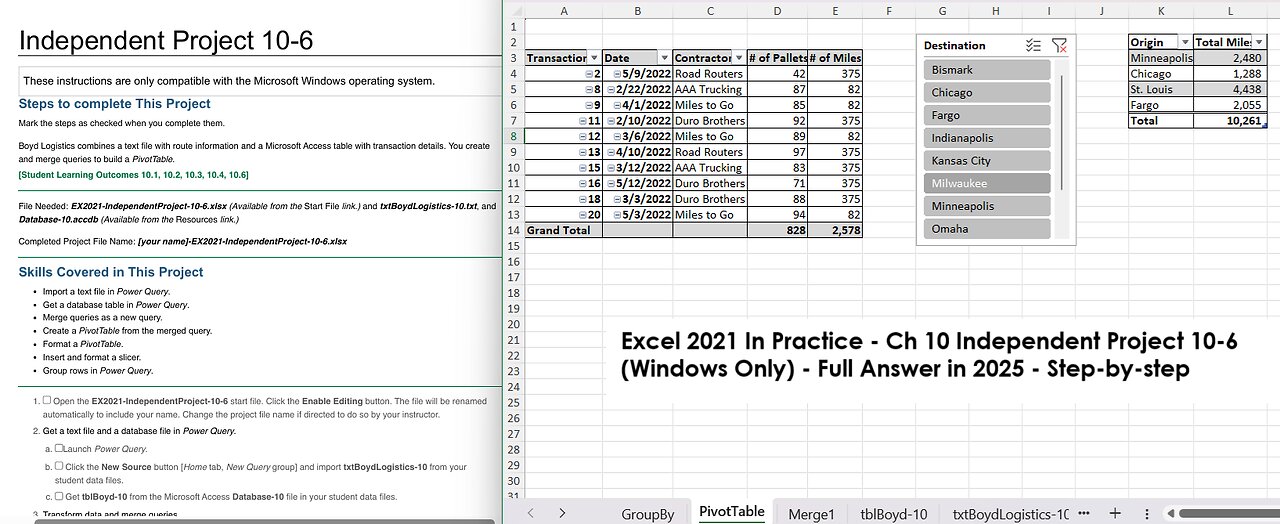 Excel 2021 In Practice - Ch 10 Independent Project 10-6 (Windows Only) - Full answer in 2025