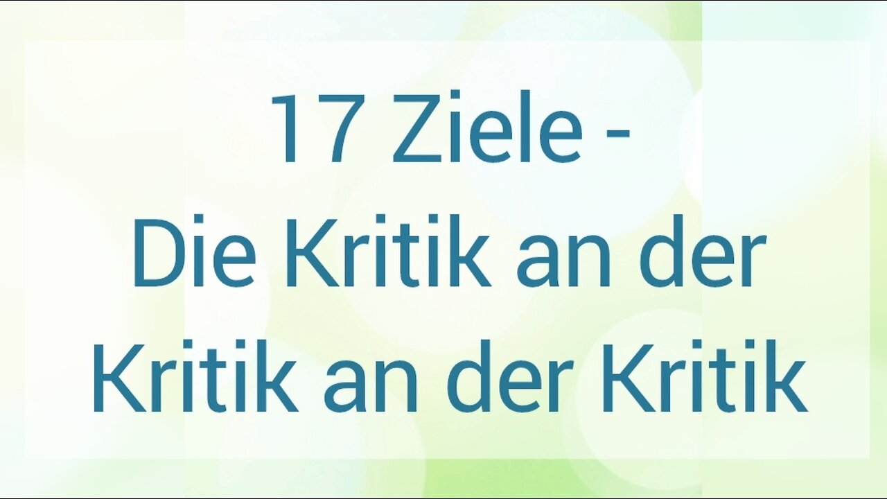 Sabine Pint - 17 Ziele - Die Kritik an der Kritik an der Kritik