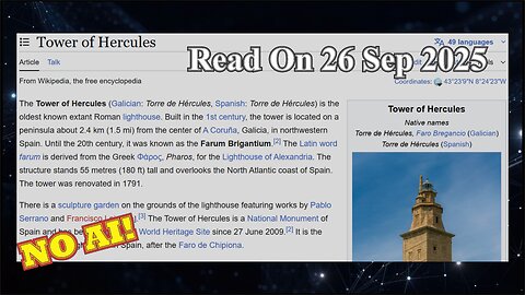 Tower of Hercules (No AI) - 26 September 2025