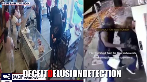 A black man vandalized a San Jose bakery and tackled a white female customer.