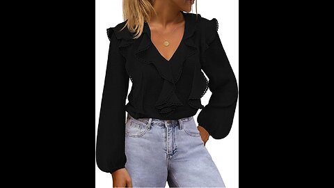 MEROKEETY Women's Fall Long Sleeve Ruffle Blouse