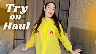 [4K] Yellow Raincoat Try-On | Sunny, Gentle & Transparent Aesthetic