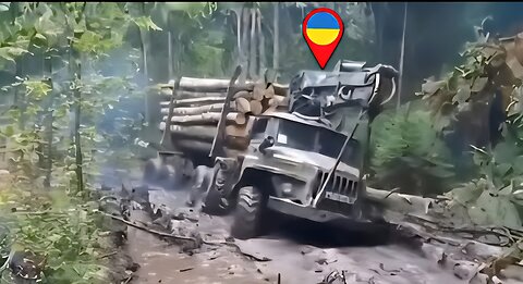 Ukrainian Construction Transport Vehicle Convoy Stuck in Mud Ambushed