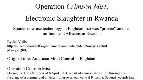 "Unveiling the Truth: Operation Crimson Mist, Rwanda's Electronic Carnage and 5G Microwave Arms"