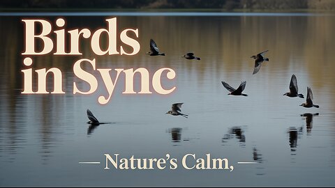 "Flock of Birds Gliding Over a Peaceful Lake"