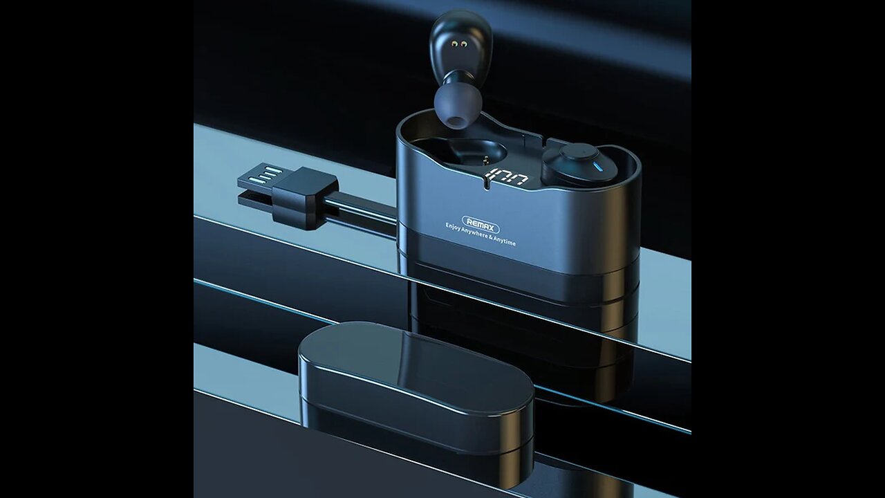 True Wireless Stereo TWS Bluetooth Earbuds, with Built-in Charging Cable, BT 5.0 & Long Battery Life