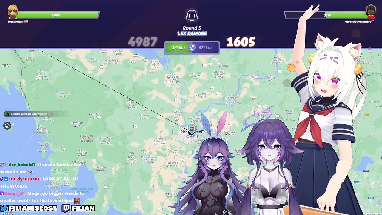 Filian, Cotton and Mega Compete at Geoguessr (5/26/2025)