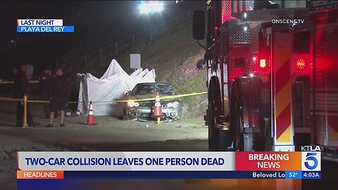 2-car crash kills female pedestrian on SoCal beach