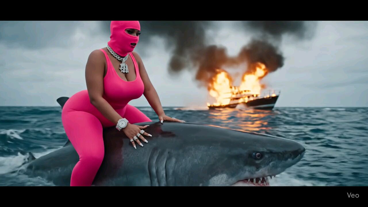 Baddie riding a shark