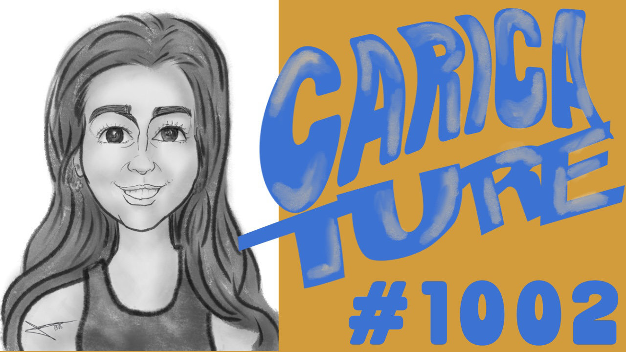 Smiling Girl Black & White Caricature Art | GOFAG | #1002