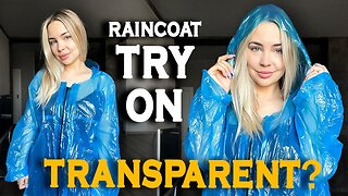 [4K USA] Blue Raincoat Aesthetic 💧 Minimalist Try-On with Black Dress Reveal