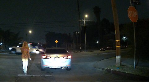 Night commute in South Los Angeles, California