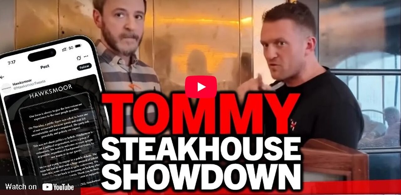TOMMY ROBINSON KICKED OUT OF RESTAURANT