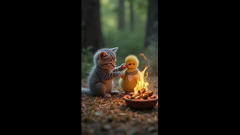 Duck and cat friendship