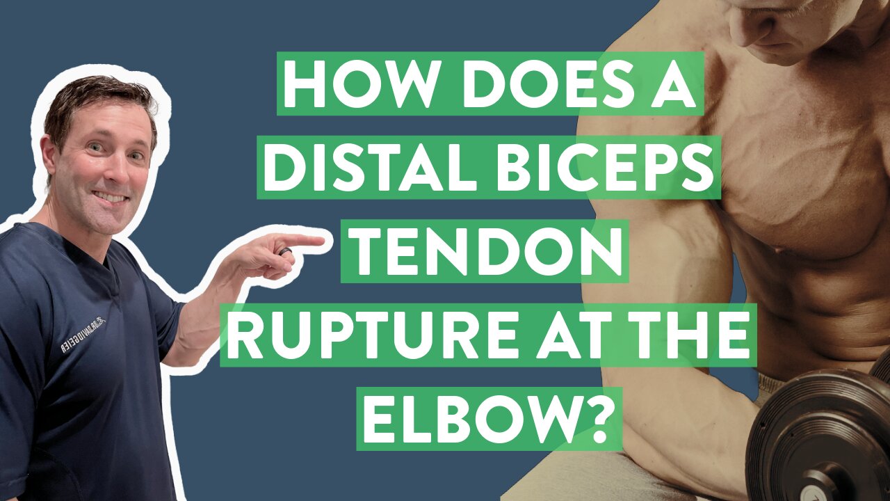 How does a distal biceps tendon rupture at the elbow occur?