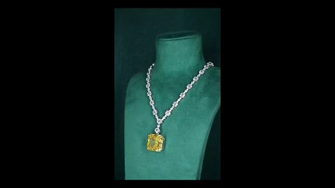 奢华方晶锆石高档高品质派对珠宝实验室黄钻项链，Luxury Cubic Zirconia Fancy High Quality Party Jewelry Lab Yellow Diamond