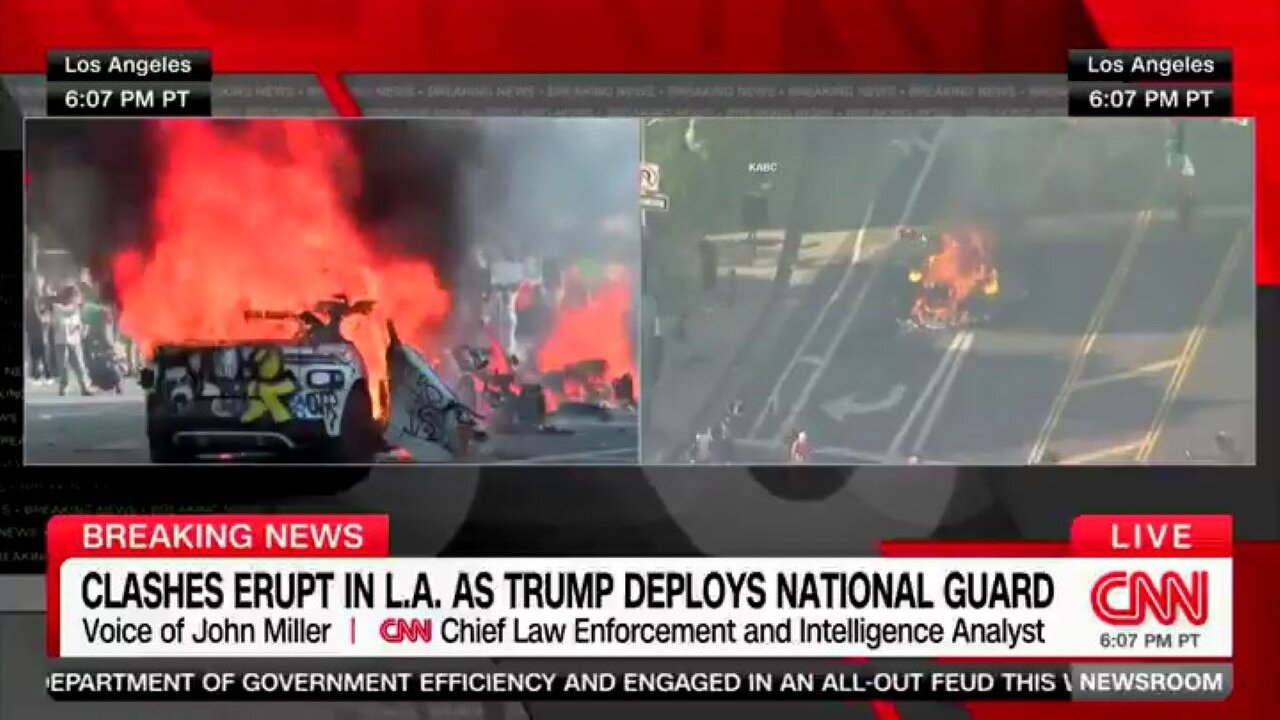 LA Rioters Brandish Head Of Trump, Set Waymo Cars On Fire; Even CNN Admits Theres A Problem