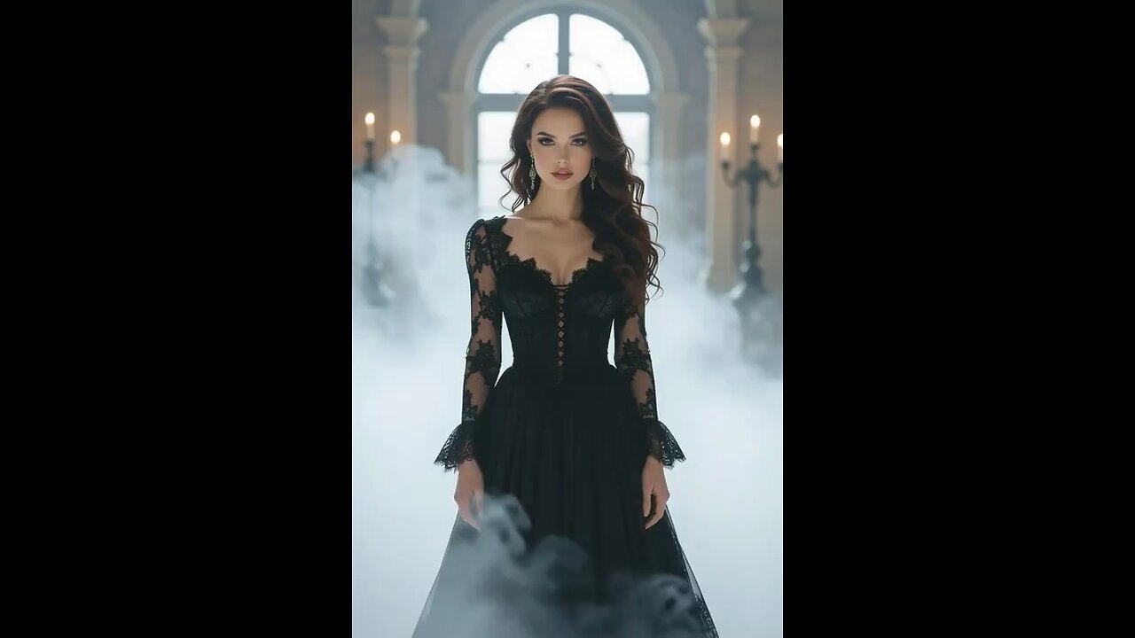 Black Evening Dress with Lace and Net