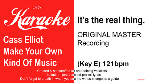 Cass Elliot - Make Your Own Kind Of Music (Key E) 121bpm (2025) Karaoke