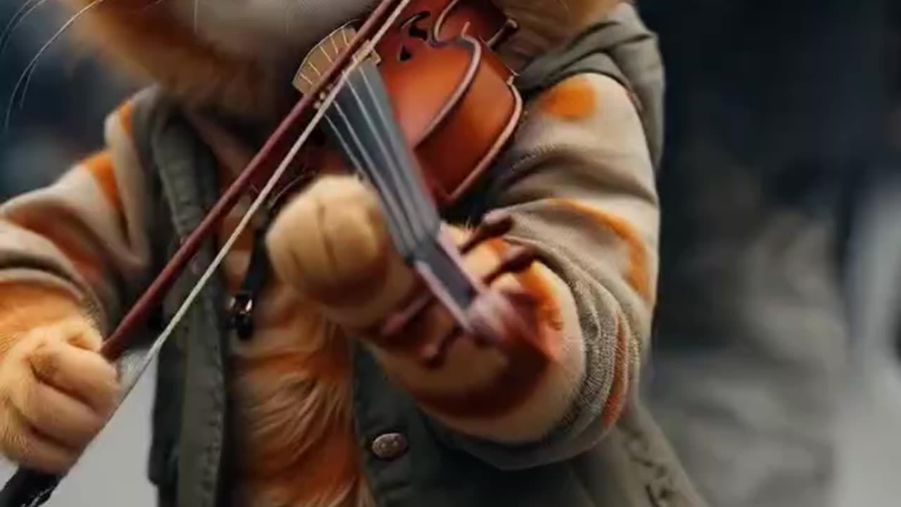 Adorable Cat Violinist Plays Street Serenade