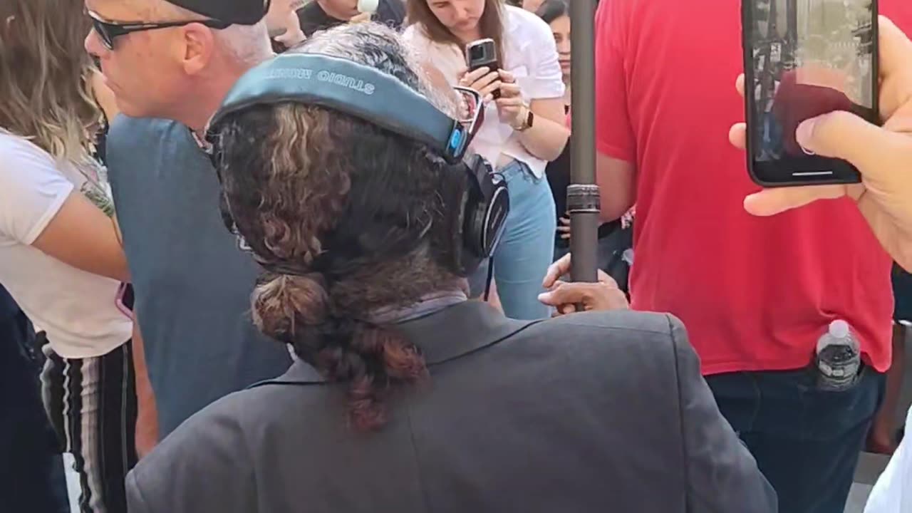 "Welcome home rally with Mahmoud Khalil" in New York City.