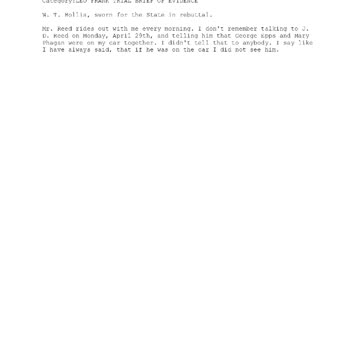 W. T. Hollis, Officially Sworn In, Becomes 190th Witness for the State